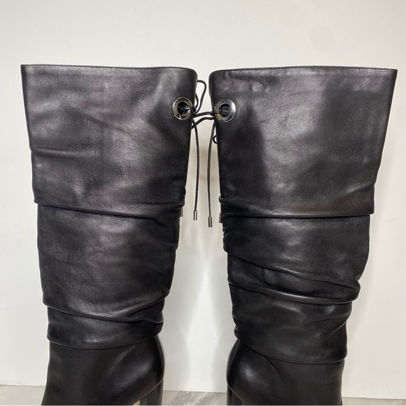 Paige Black Leather Slouchy Pointy Toe Tall Boot 6 1/2 - Picture 9 of 16